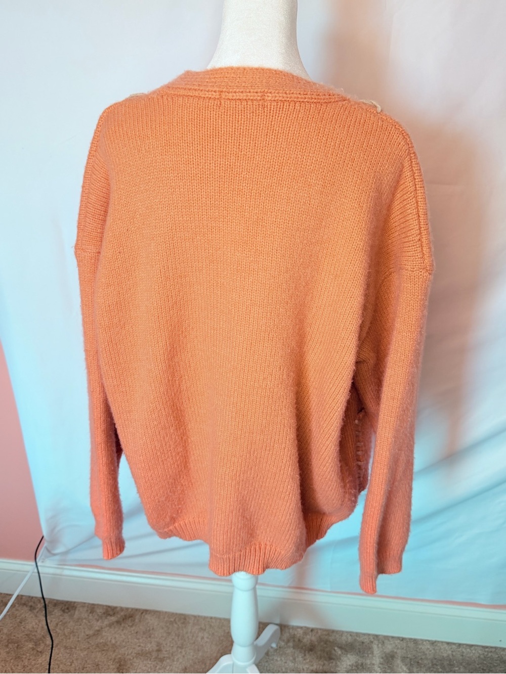 Vestique Cozy Coral Knit Button-Front Cardigan Sweater-Large - Picture 3 of 3